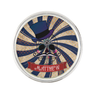 Grunge Circus Sugar Skull Ringmaster Personalised Lapel Pin