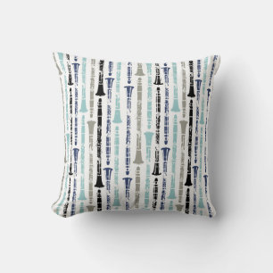 Grunge Clarinet Music Instrument Band Gift Throw Pillow