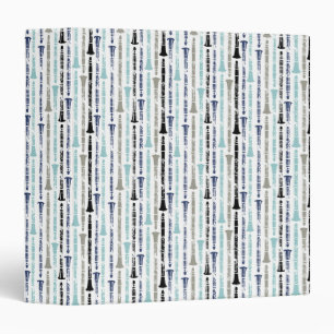 Grunge Clarinets - Blue and Gray 3 Ring Binder