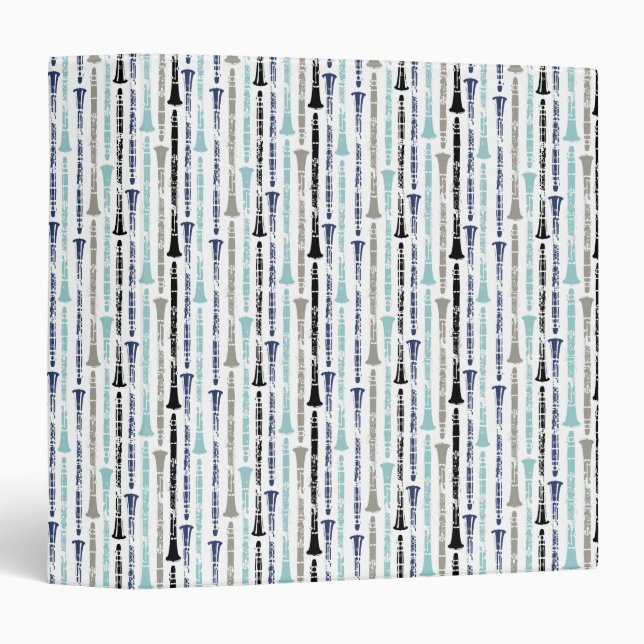 Grunge Clarinets - Blue and Gray 3 Ring Binder (Front/Spine)