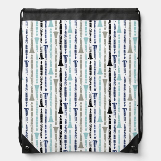 Grunge Clarinets - Blue and Gray Drawstring Bag (Front)