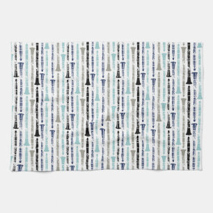 Grunge Clarinets - Blue and Gray Towel