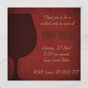 Grunge Cocktail Glass Party Invitation Red