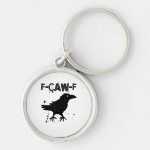 Grunge Coffee F-Caw-F Crow Adult Humor Graphic Tee Keychain