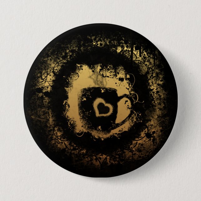 Grunge Coffee Pinback Button (Front)