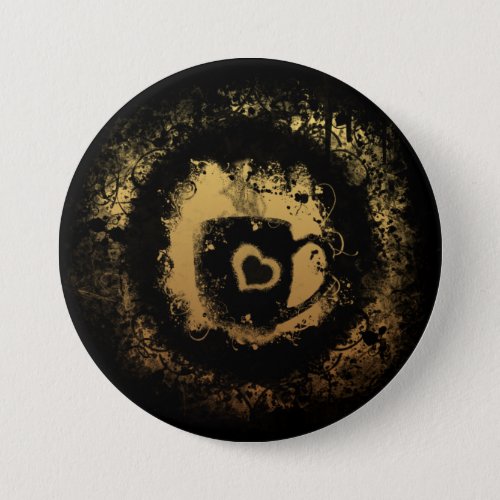Grunge Coffee Pinback Button