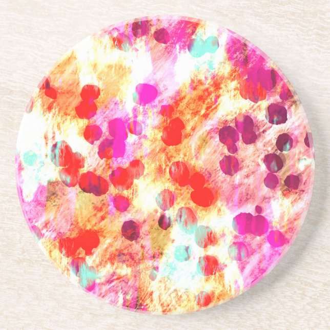 Grunge color dot texture background coaster (Front)