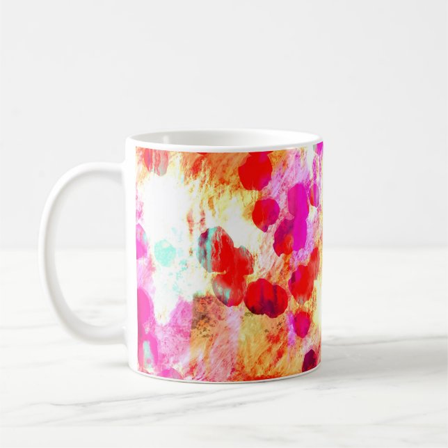 Grunge color dot texture background coffee mug (Left)