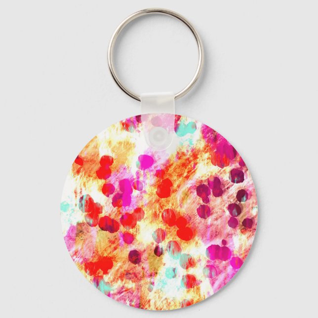 Grunge color dot texture background keychain (Front)