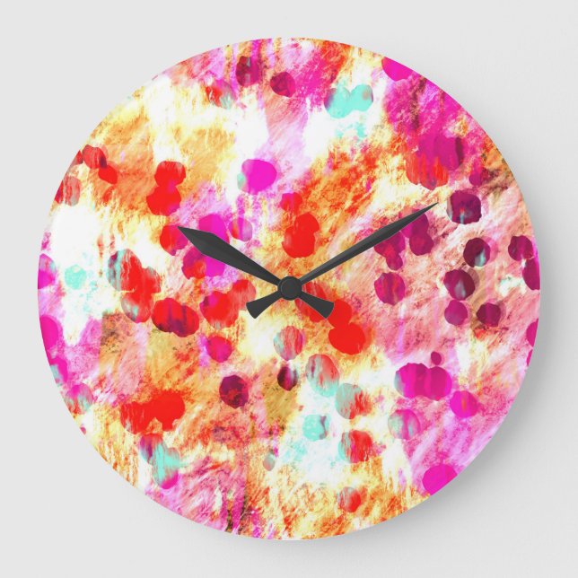 Grunge color dot texture background large clock (Front)