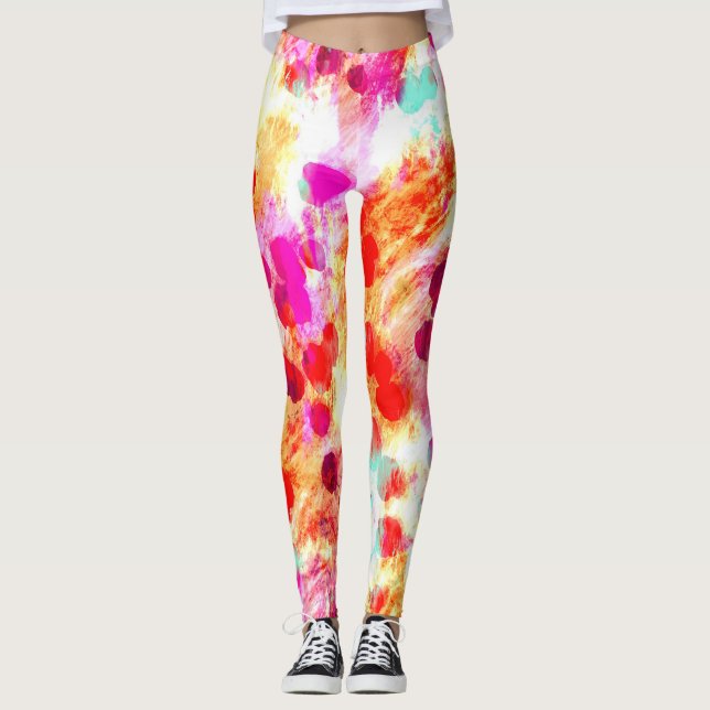Grunge color dot texture background leggings (Front)