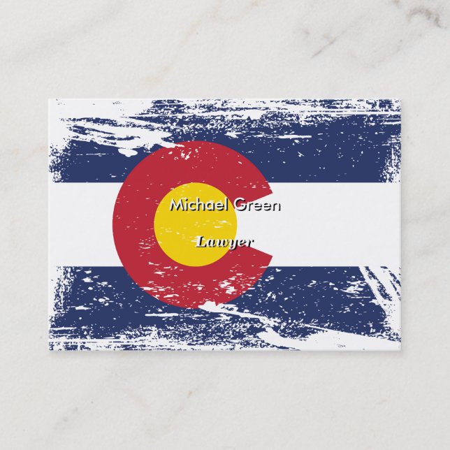 Grunge Colorado Flag Business Card (Front)