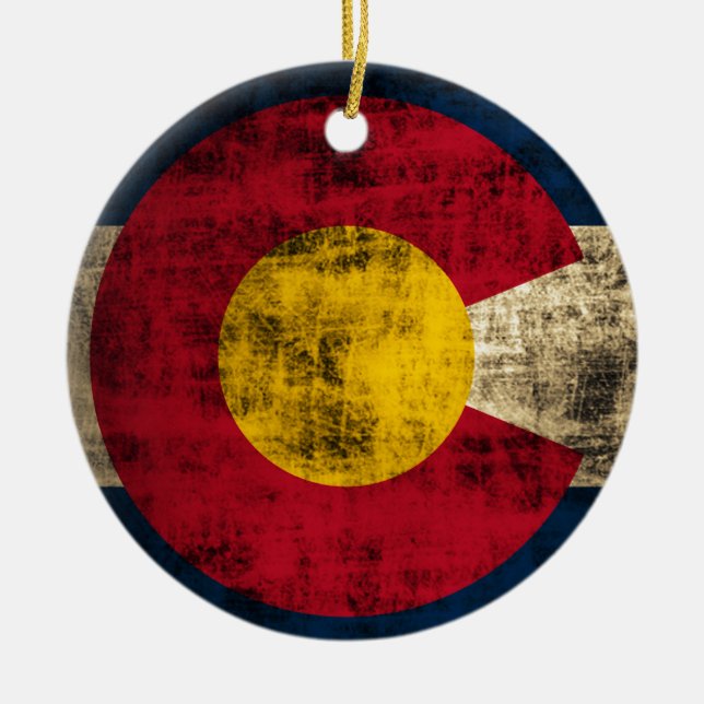 Grunge Colorado Flag Ceramic Ornament (Front)