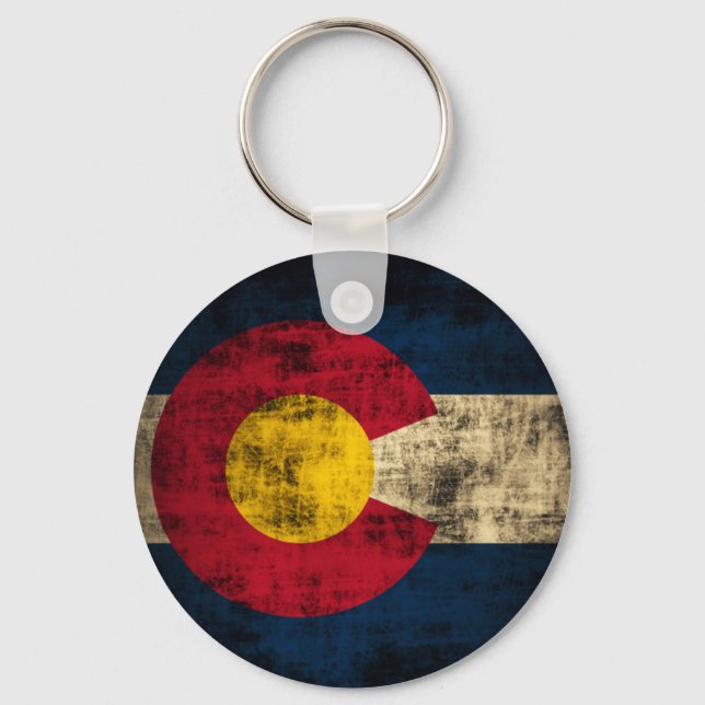 Grunge Colorado Flag Keychain (Front)