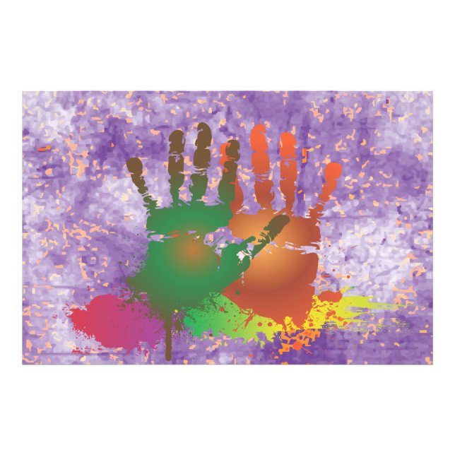 Grunge Colorful Hands Photo Print (Front)
