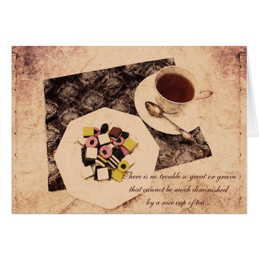 grunge colorful sweets and a cup of tea card (Front Horizontal)