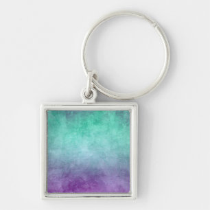 Grunge Colors - Teal & Purple Keychain