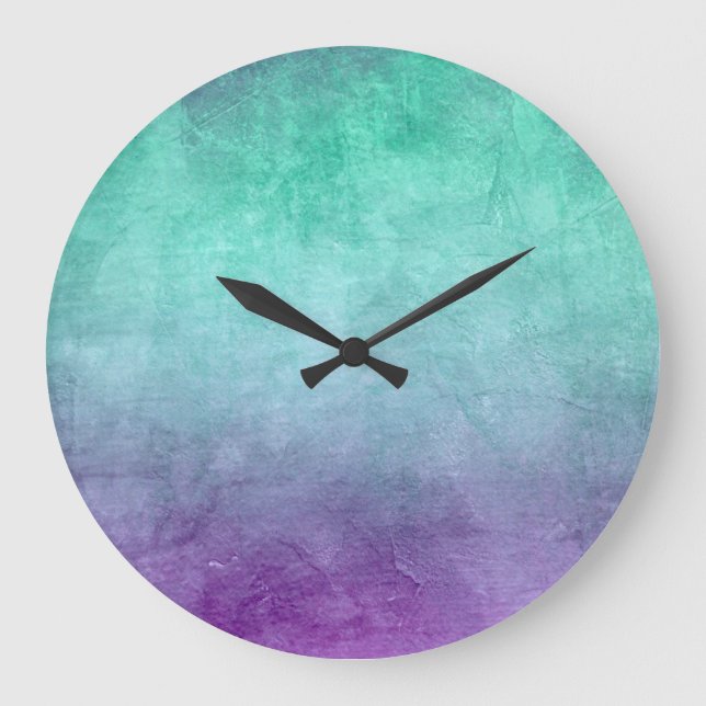Grunge Colors - Teal & Purple Large Clock (Front)