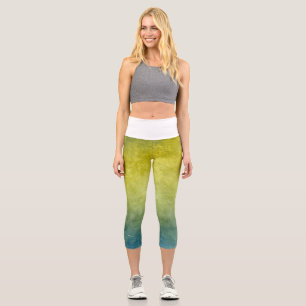 Grunge Colors - Yellow & Blue Capri Leggings