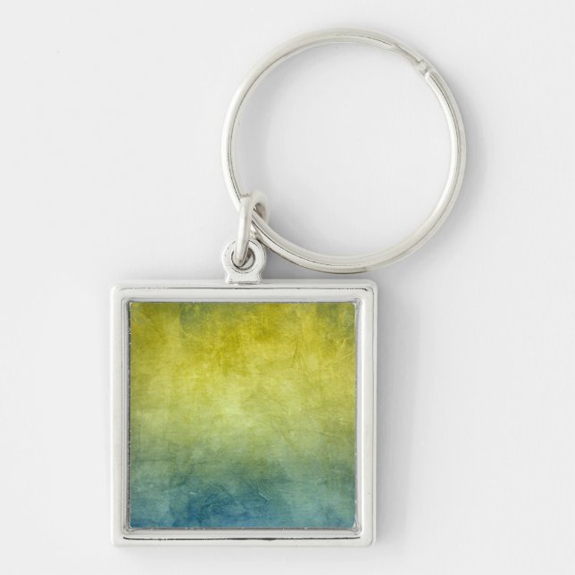 Grunge Colors - Yellow & Blue Keychain (Front)