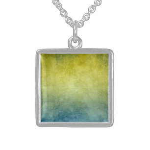Grunge Colors - Yellow & Blue Sterling Silver Necklace