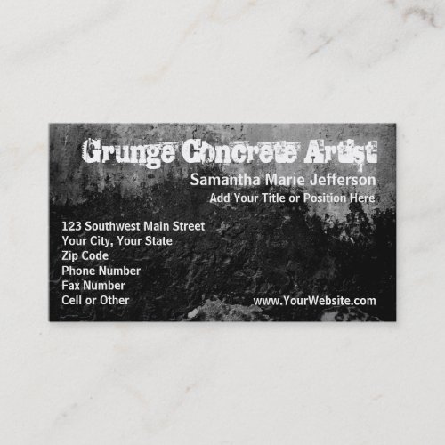 Grunge Concrete Black Paint Business Cards