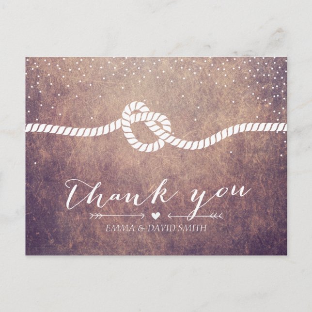 Grunge Confetti Dots Tying the Knot Thank You Postcard (Front)