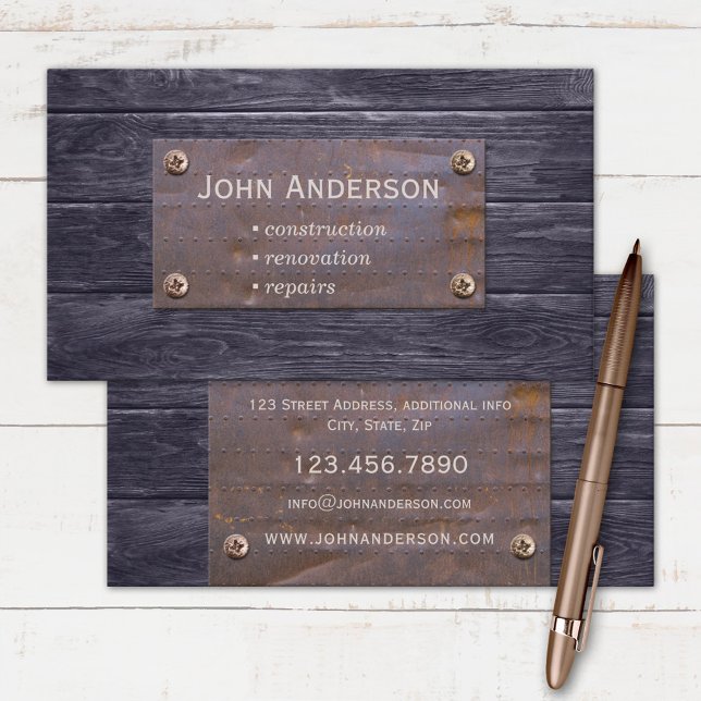 Grunge Construction Renovation Business Card (Creator Uploaded)