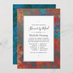 Grunge Copper Patina and Turquoise Shower by Mail Invitation