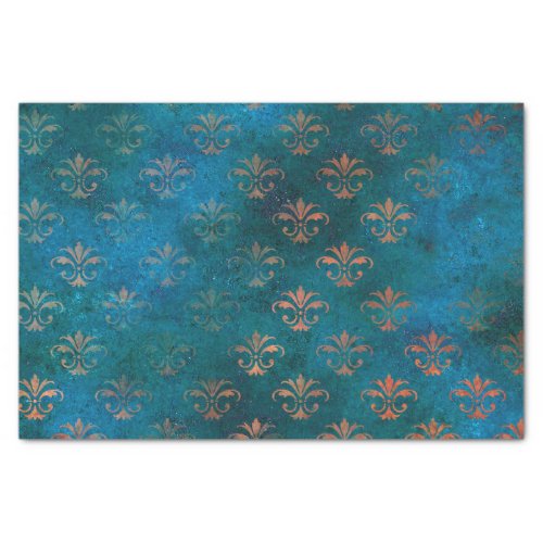 Grunge Copper Patina and Turquoise Tissue Paper