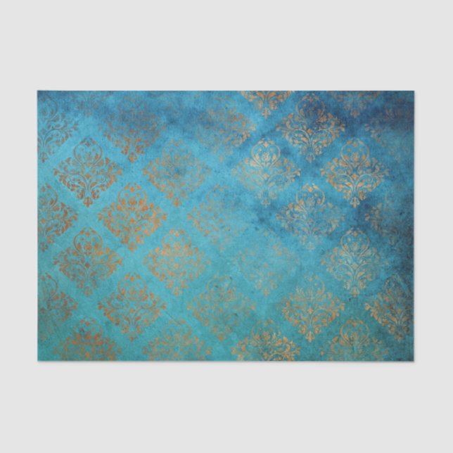 Grunge Copper Patina and Turquoise Verdigris Tissue Paper (Front)