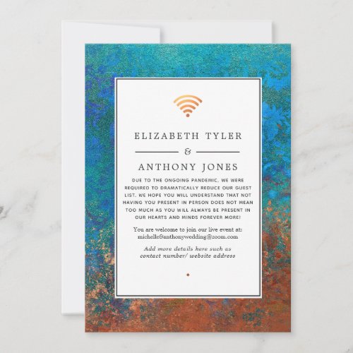 Grunge Copper Patina  Turquoise Virtual Wedding Announcement