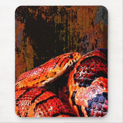 Grunge Corn Snake Coiled Mouse Pad