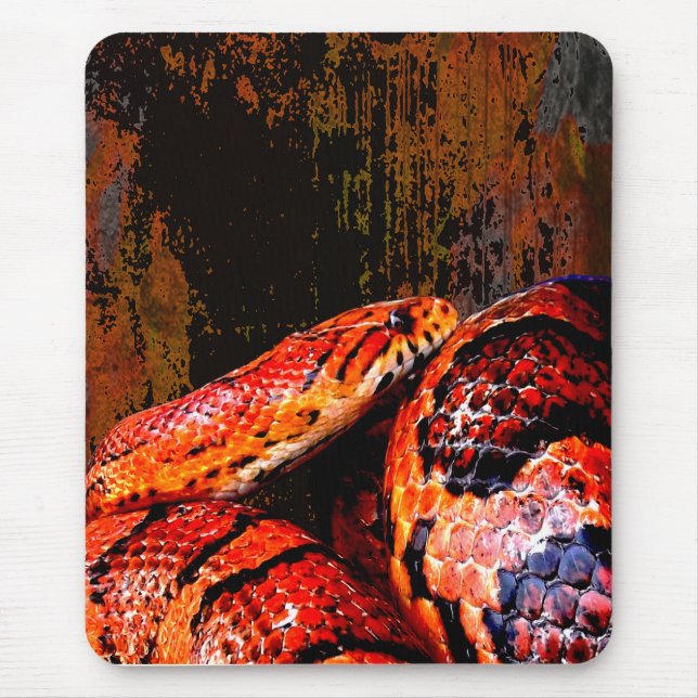 Grunge Corn Snake Coiled Mouse Pad (Front)