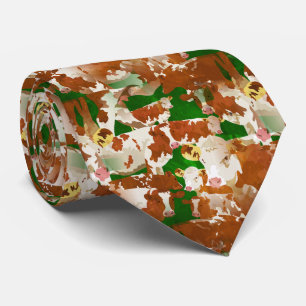 Grunge Cows Grazing Background Neck Tie
