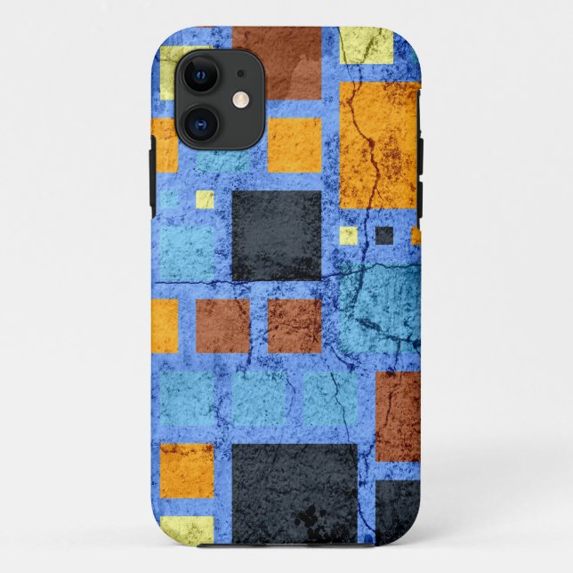 Grunge Cracked Retro Modern Squares Pattern Case-Mate iPhone Case (Back)