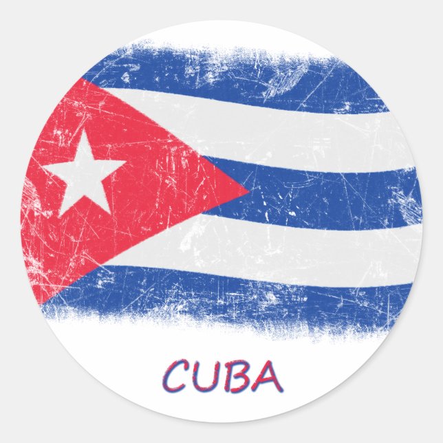 Grunge Cuba Flag Classic Round Sticker (Front)