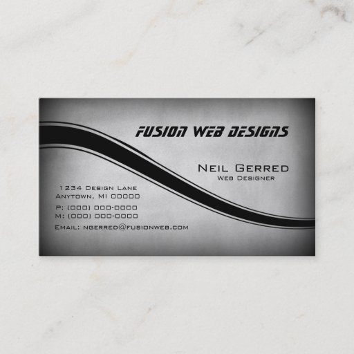 Customizable Grunge Curves Business Card, Gray