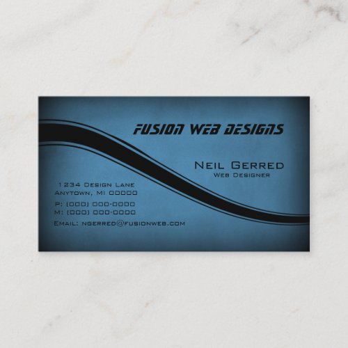 Grunge Curves Business Card Horizon Blue Business Card