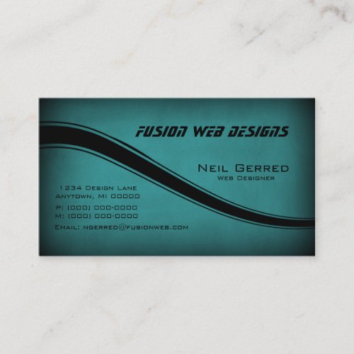 Grunge Curves Business Card Teal Business Card