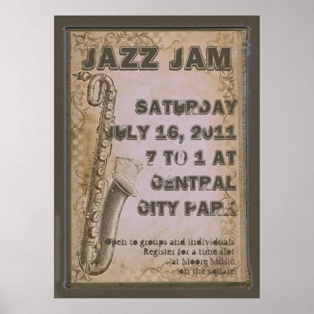 Grunge Customizable Jazz Music Festival Poster (Front)