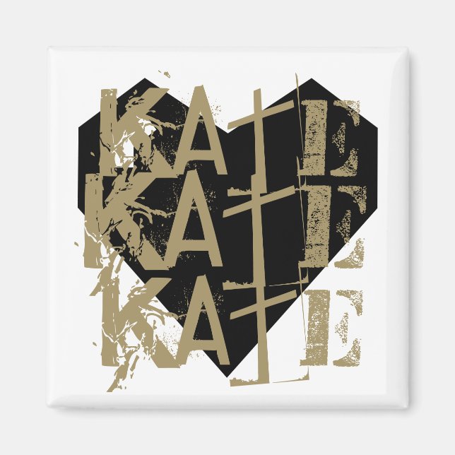 Grunge Customizable Name on Geometric Heart Magnet (Front)
