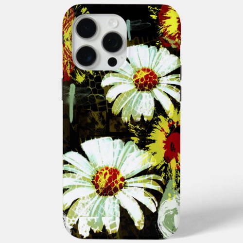 Grunge Daisies and a Dragonfly iPhone 15 Pro Max Case