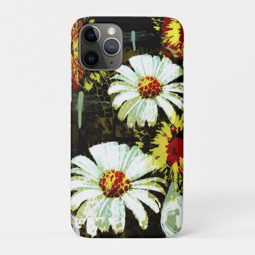 Grunge Daisies and a Dragonfly iPhone 11 Pro Case