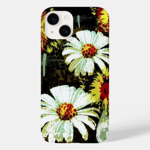 Grunge Daisies and a Dragonfly Case_Mate iPhone 14 Case