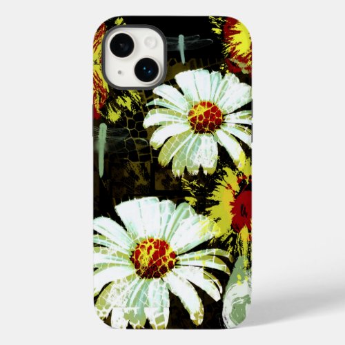 Grunge Daisies and a Dragonfly Case_Mate iPhone 14 Plus Case