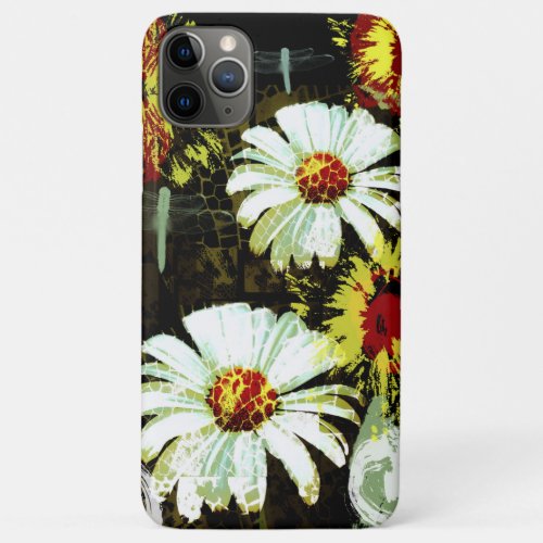 Grunge Daisies and a Dragonfly iPhone 11 Pro Max Case