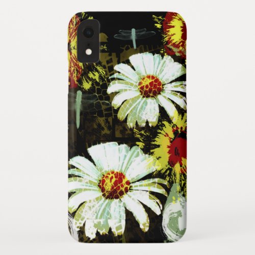Grunge Daisies and a Dragonfly iPhone XR Case