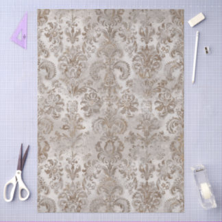 Grunge Damask Beige Rust Brown Ochre Cream Tissue Paper