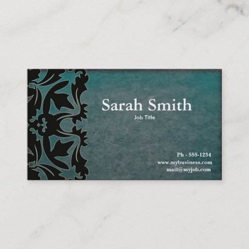 Customizable Grunge damask business card